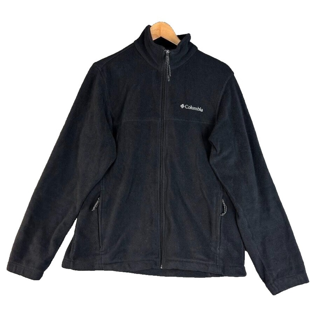 Columbia Full Zip Fleece Jacket Shacket Mens M Black Full Zip Outdoor Haiti